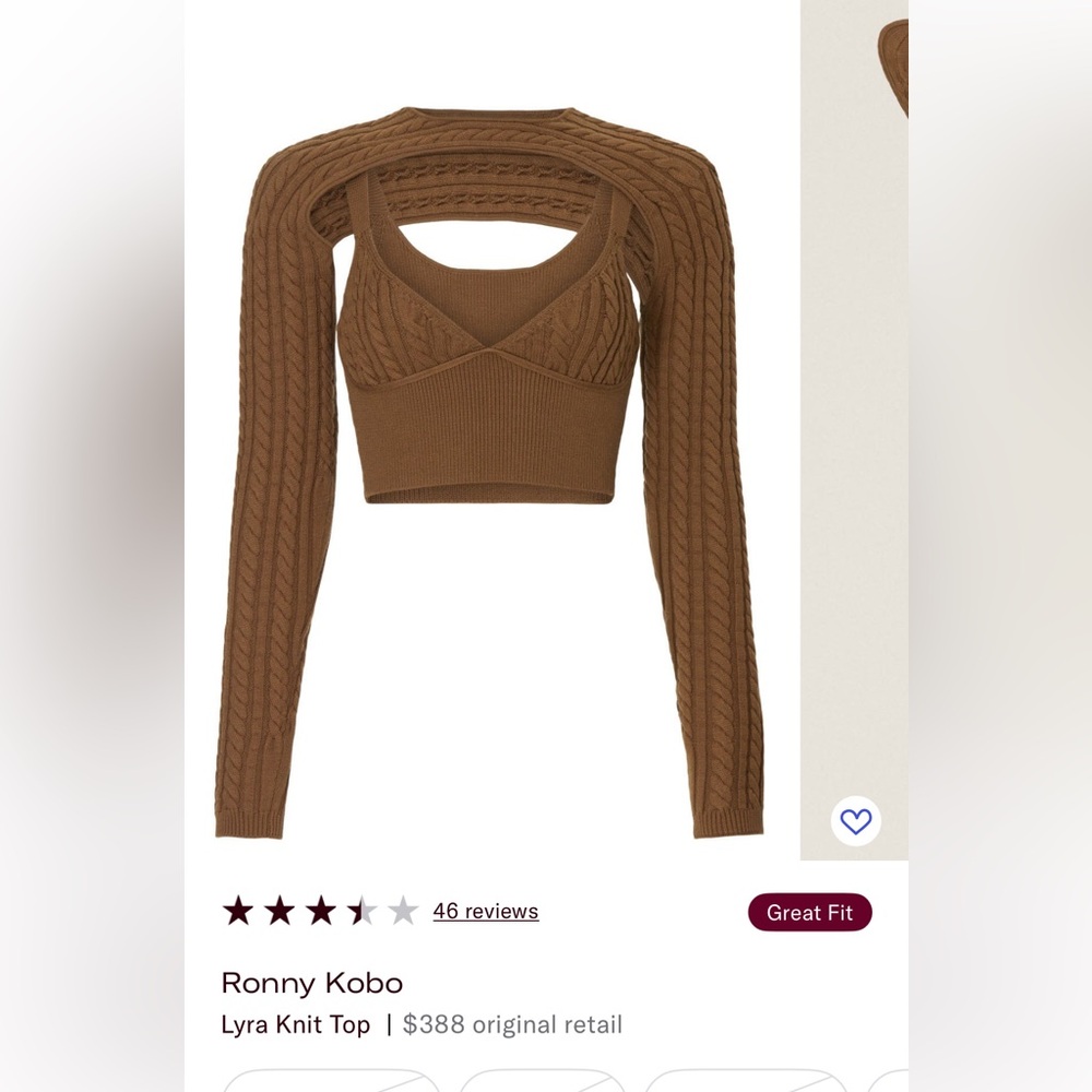 Ronny Kobo Collection Chocolate Knit Crop Top